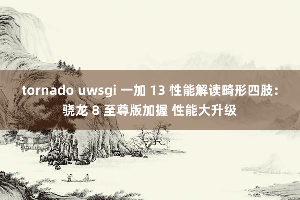 tornado uwsgi 一加 13 性能解读畸形四肢：骁龙 8 至尊版加握 性能大升级